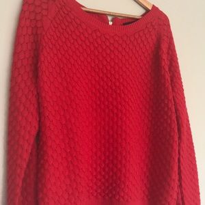 Red scalloped sweater French connection